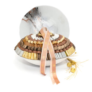 Magnifique coupe en Murano blanc or et argent - 5300gr - garnie de chocolat