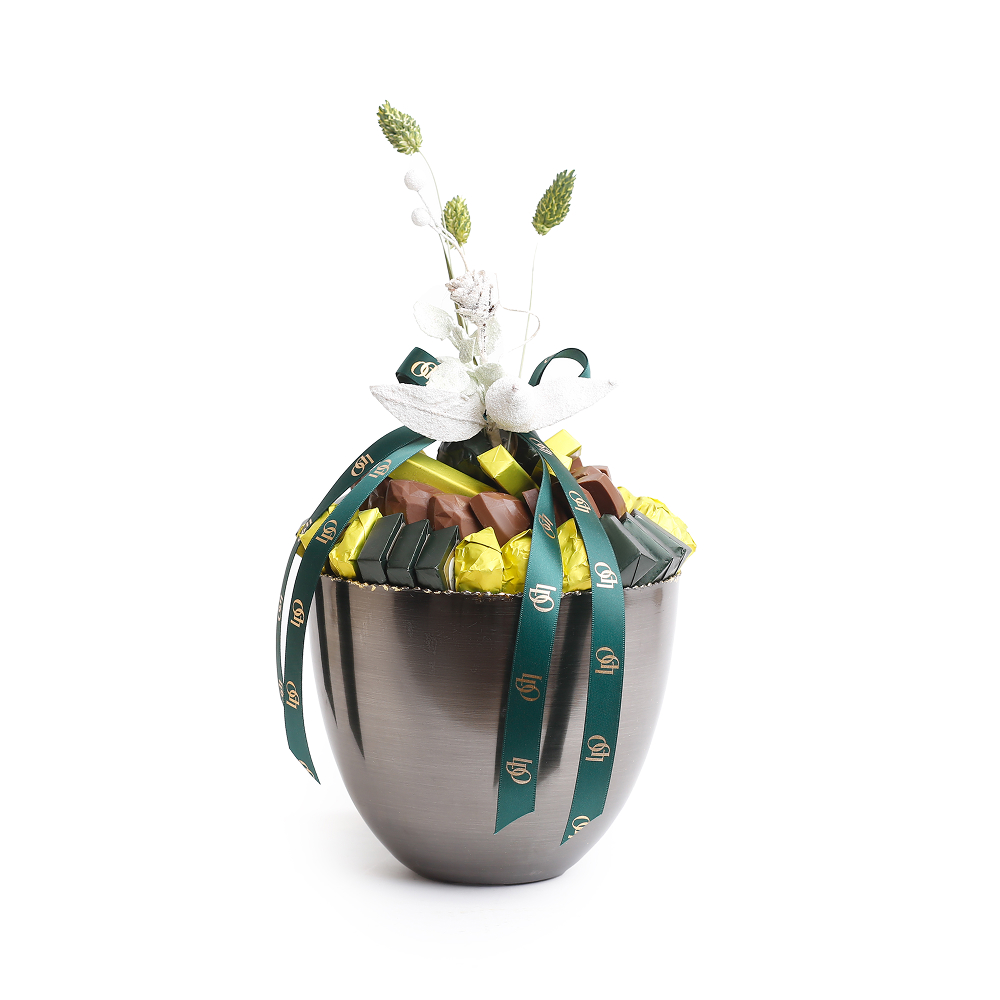 S0294 Coupe en métal gris anthracite - 650gr - garnie de chocolat – Image 1