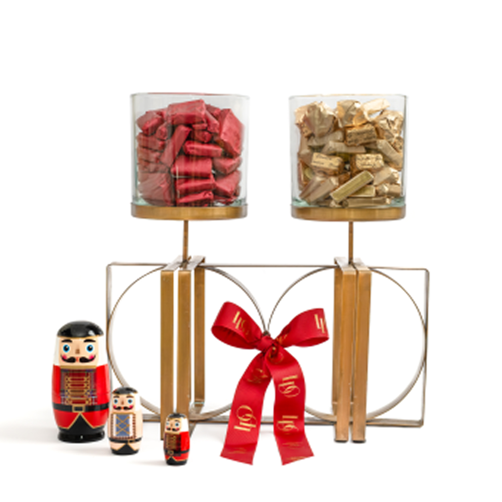 S0304 Bougeoir en métal bronze - 2000gr - garnie de chocolat – Image 1